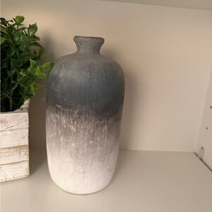 Neutral Ombre Unglazed Earthenware Vase - Modern Home Accent Handcrafted